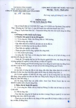 THÔNG BÁO TUYÊN DỤNG LAO ĐỘNG