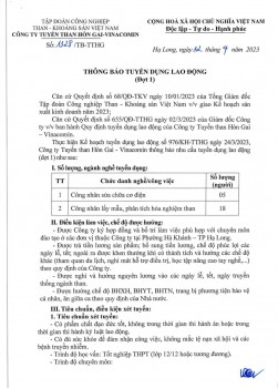 Công ty Tuyển than Hòn gai thông báo tuyển dụng lao động (đợt 1) năm 2023