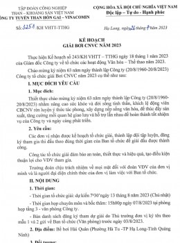 KẾ HOẠCH TỔ CHỨC GIẢI BƠI CNVC NĂM 2023